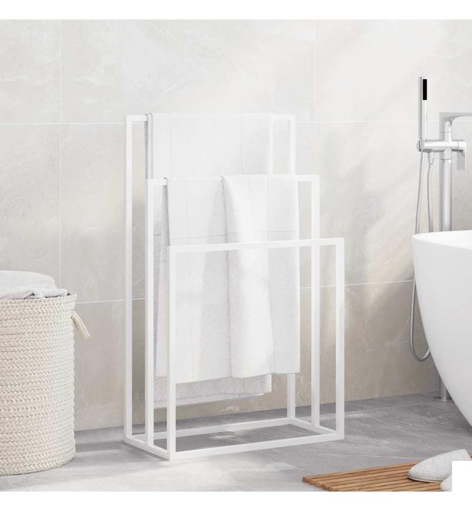 Porte-serviettes sur pied Blanc 48x24x79 cm Fer