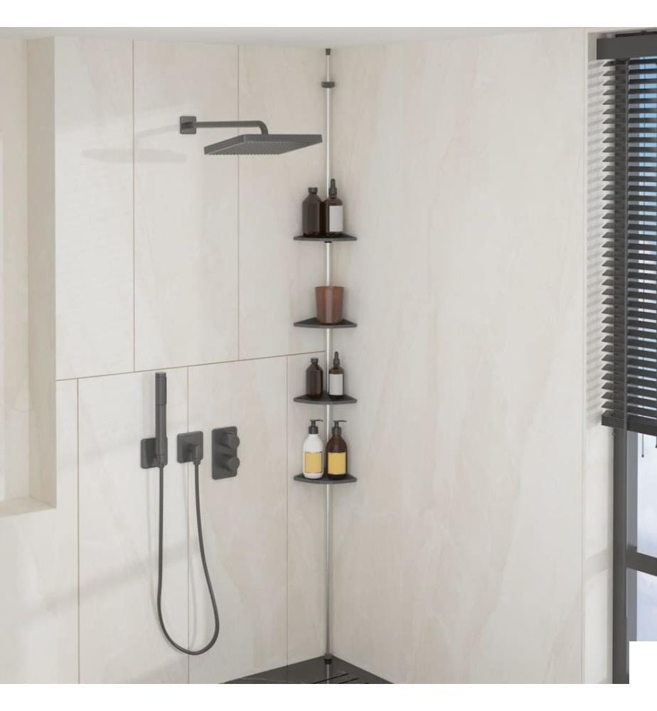Étagère dangle de douche télescopique à 4 niveaux Argenté