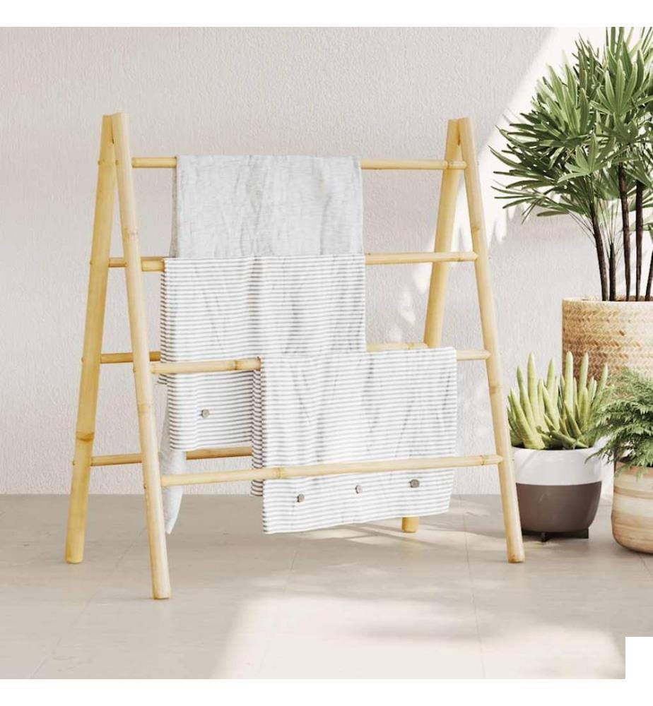 Échelle à serviettes double avec 4 échelons 90x50x100 cm bambou