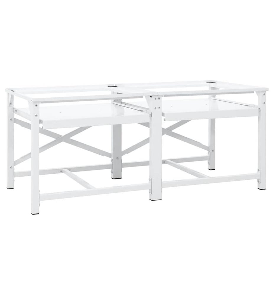 Double socle pour machine à laver étagères coulissantes blanc