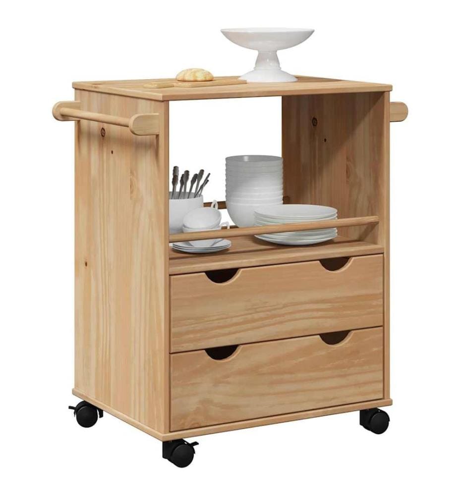 Chariot de cuisine OTTA 59x45x80 cm bois massif de pin