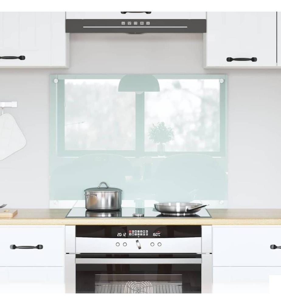 Crédence de cuisine Blanc 80 x 60 cm verre trempé