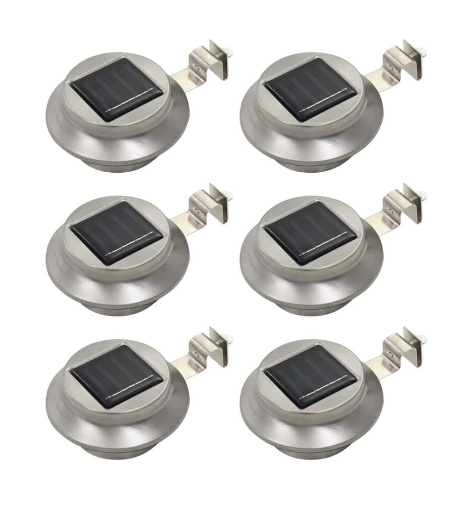 Lampe solaire à LED ronde d'extérieur 6 pcs 12 cm Blanc