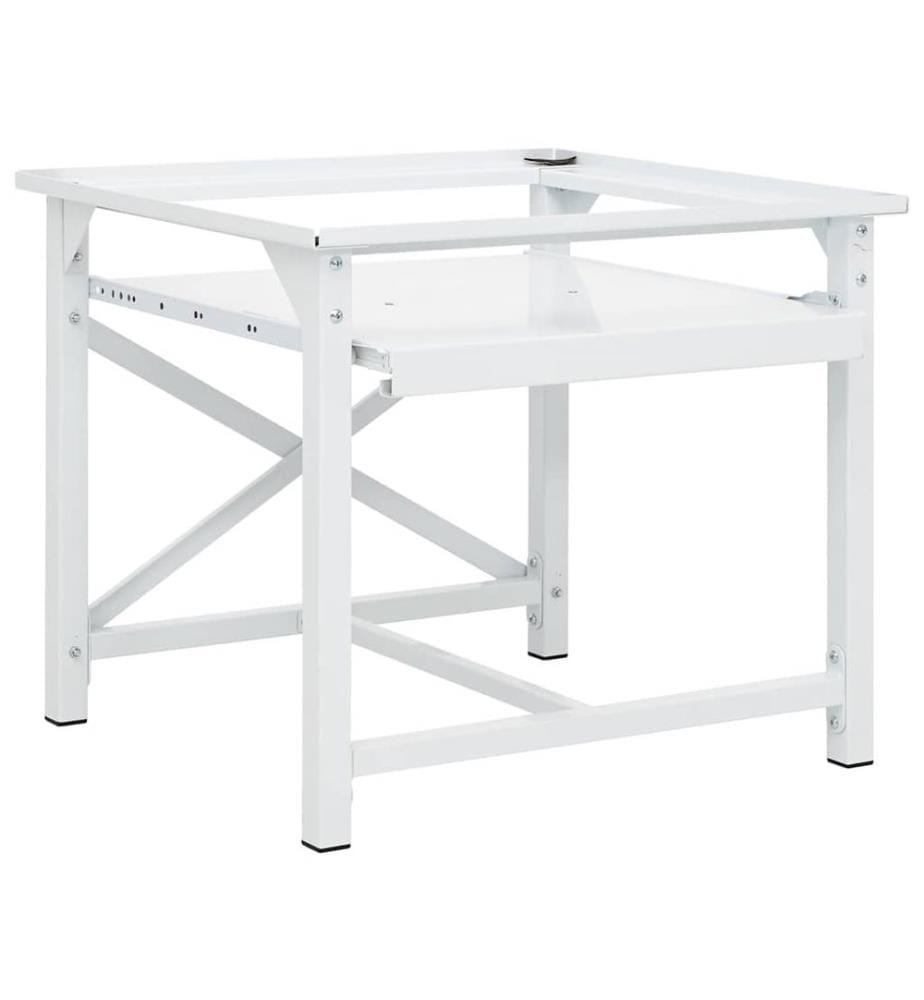 Socle pour machine à laver avec étagère coulissante Blanc