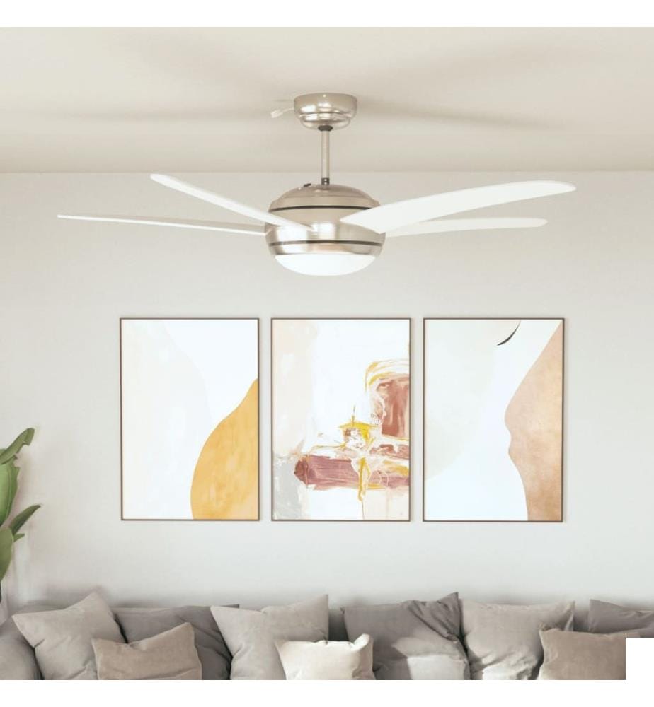 Ventilateur de plafond orné avec lampe 128 cm Blanc