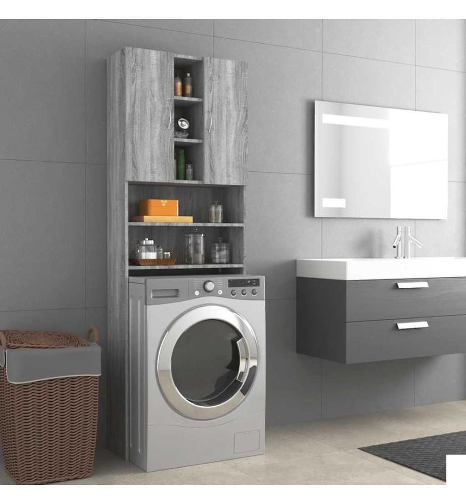 Meuble pour machine à laver Sonoma gris 64x25,5x190 cm