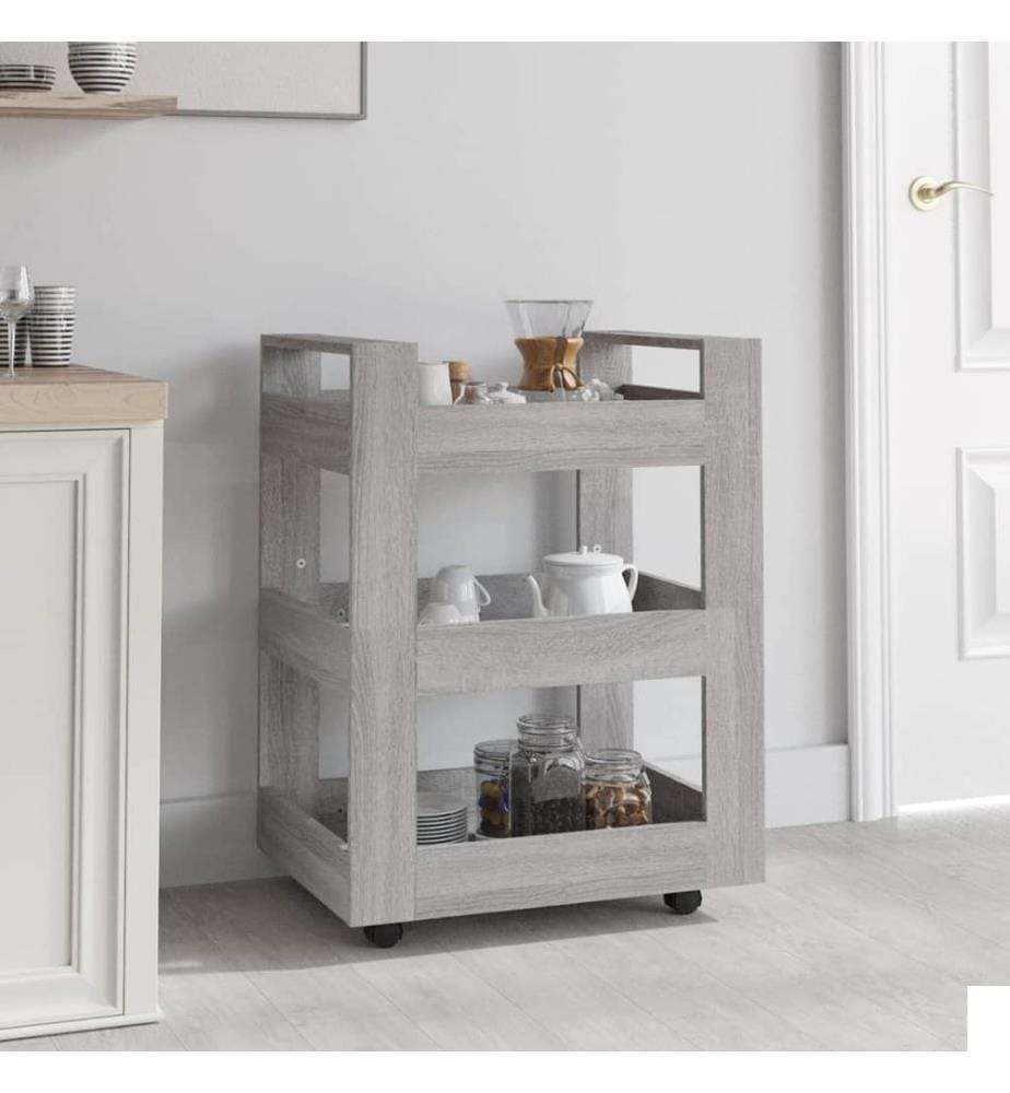 Chariot de cuisine Sonoma gris 60x45x80 cm Bois d'ingénierie