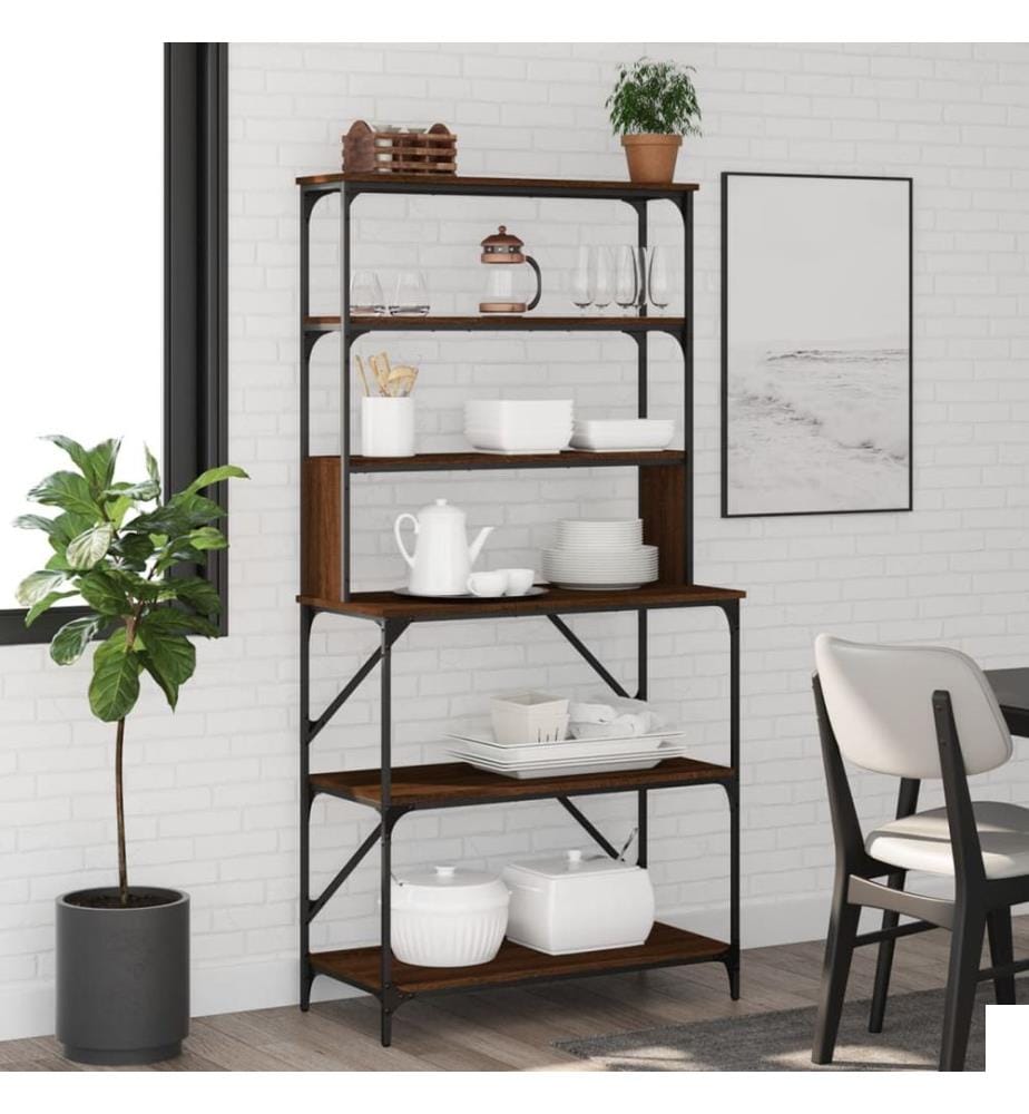 Support de boulanger à 6 niveaux chêne marron 90x40x180 cm