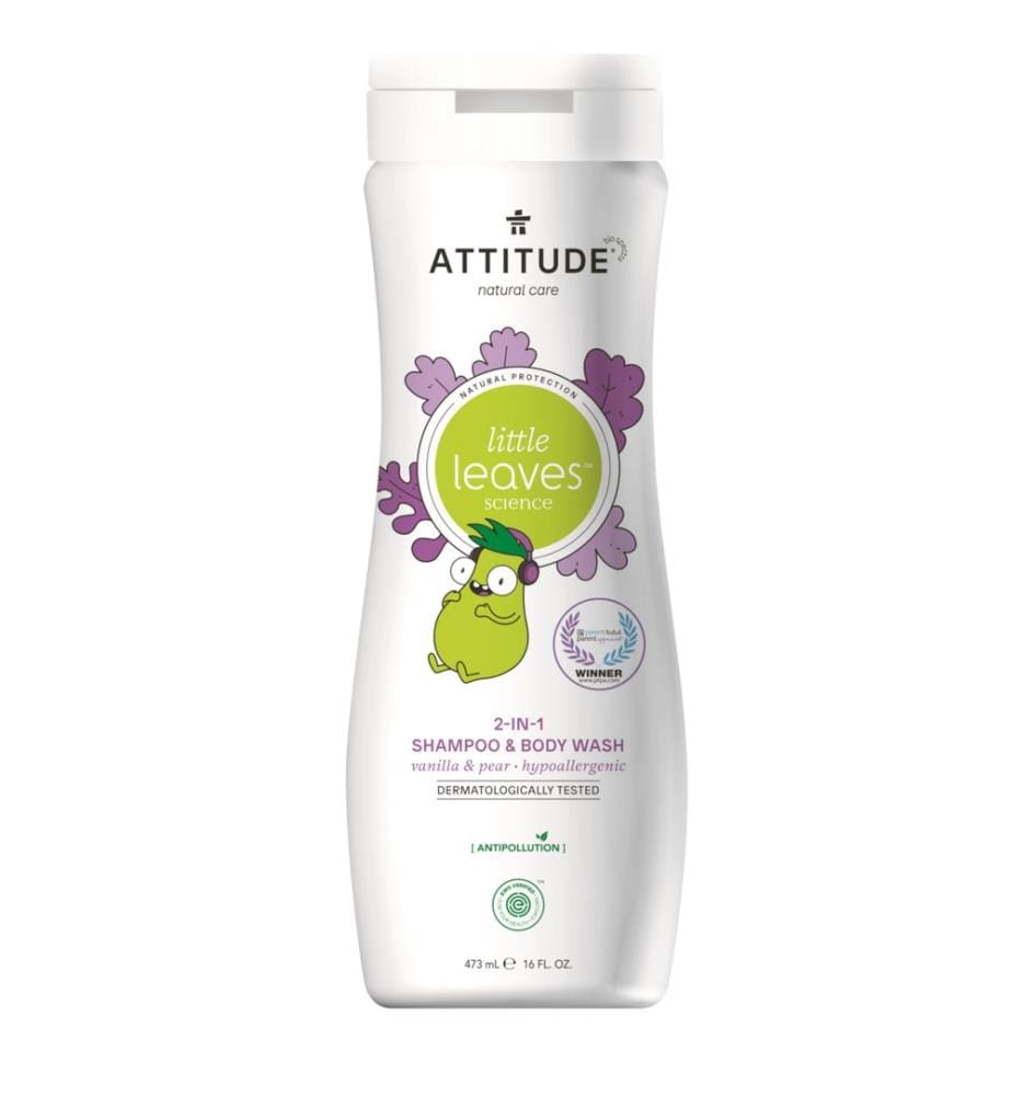 2en1 Shampoing et gel nettoyant vanille-poire LittleLeaves, 473 ml