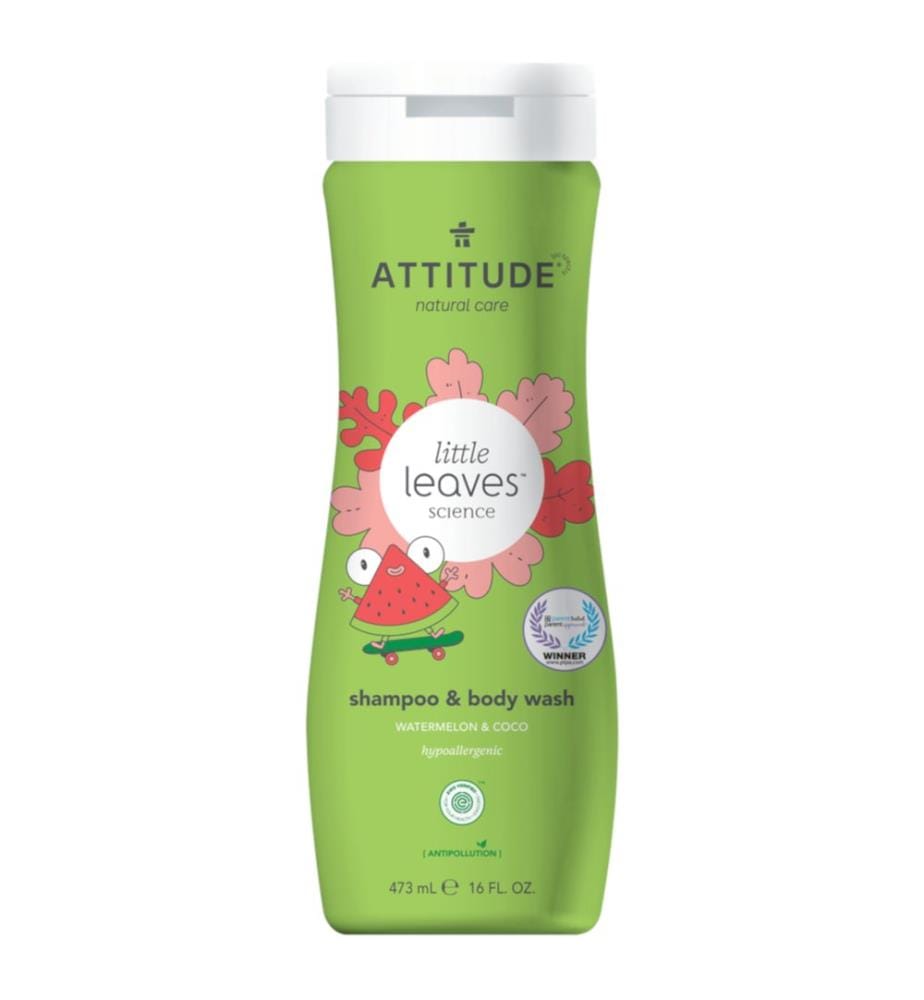2en1 Shampoing et gel nettoyant pastèque-coco LittleLeaves, 473 ml
