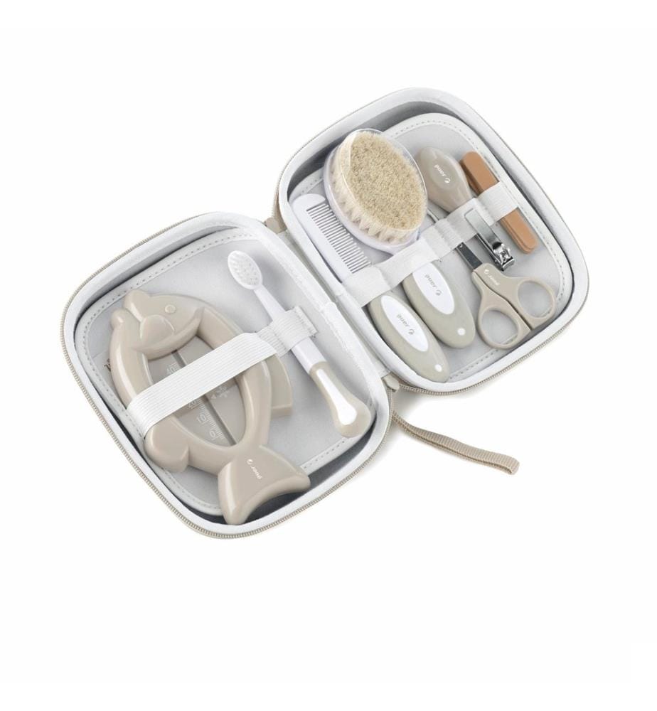 JANÉ Set dhygiène avec trousse 7 pièces sable