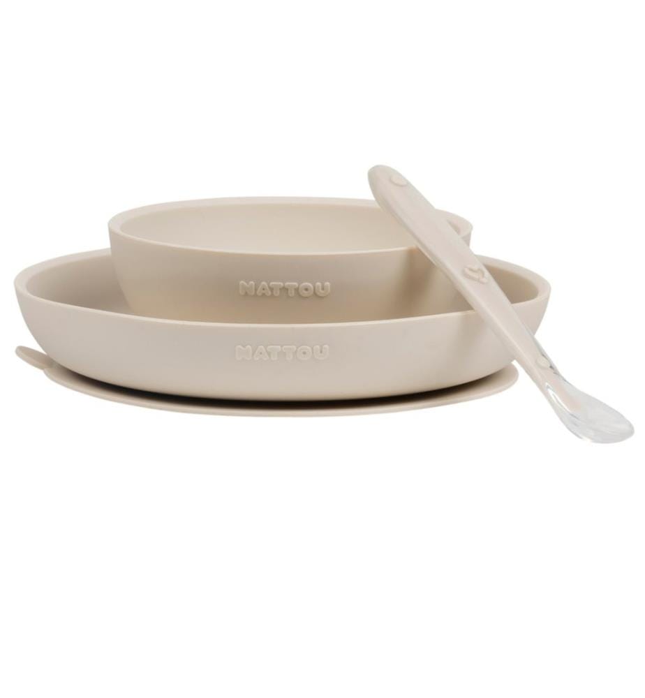 SILICONE Set de vaisselle 3 pcs. beige