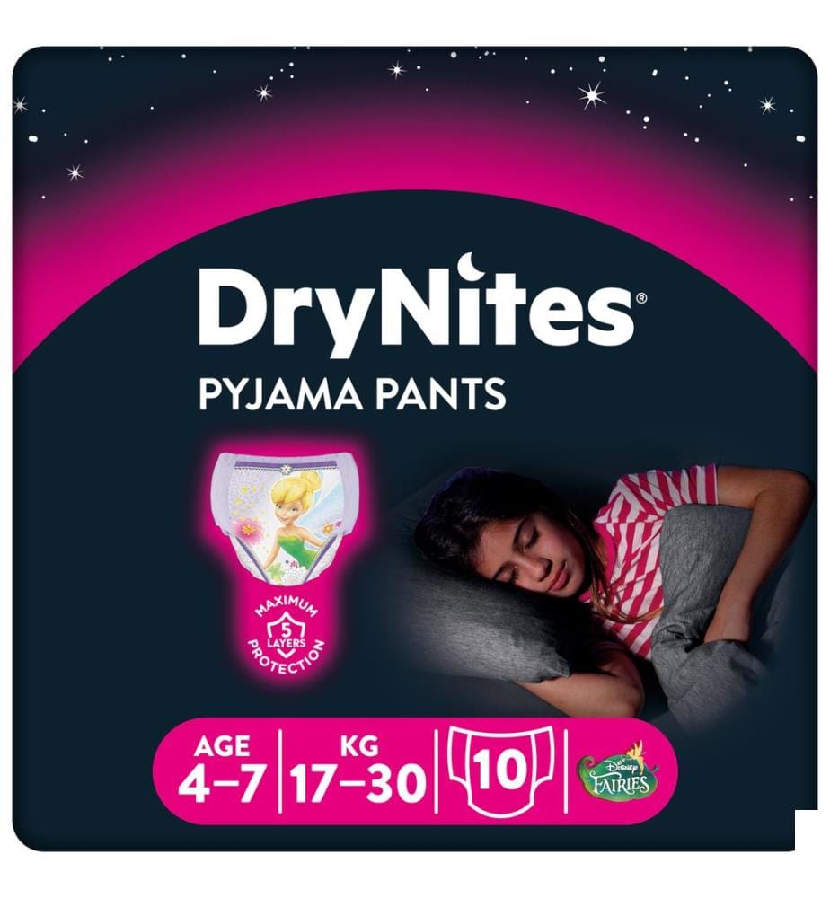 DryNites Sous-vêtements, 4-7 ans (17-30 kg), 10 pcs., fille