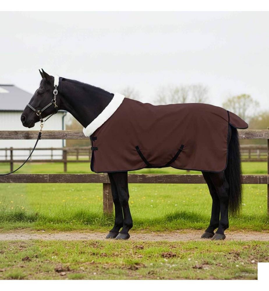 Couverture Équine Brun Foncé Complet 85 cm Fleece polaire