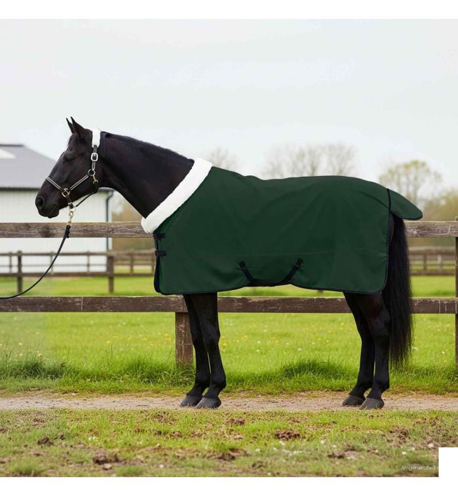 Couverture Équine Vert foncé complet 145 cm Fleece polaire