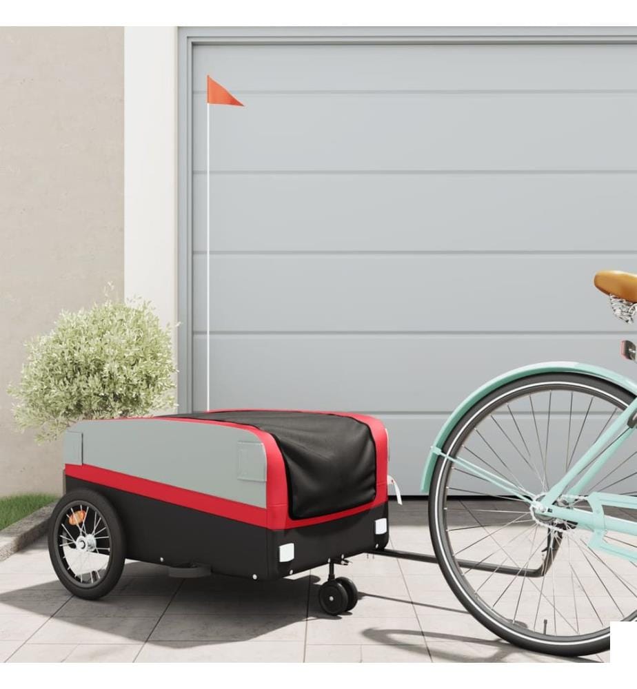 Remorque de vélo noir et rouge 45 kg fer