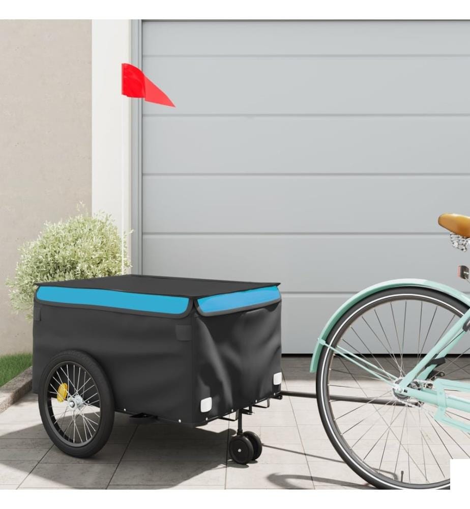 Remorque de vélo noir et bleu 30 kg fer