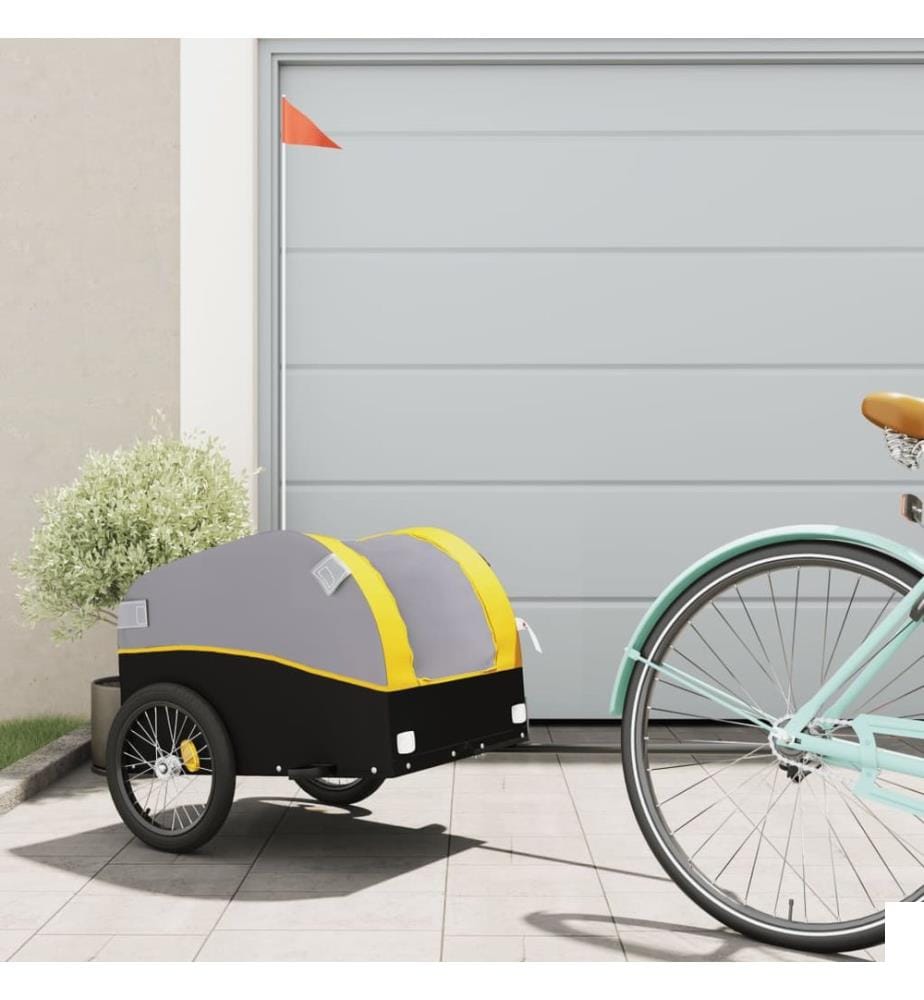 Remorque de vélo noir et jaune 30 kg fer