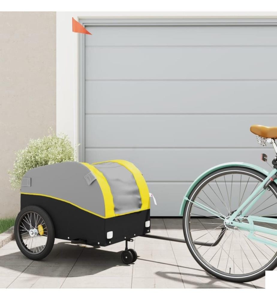 Remorque de vélo noir et jaune 45 kg fer