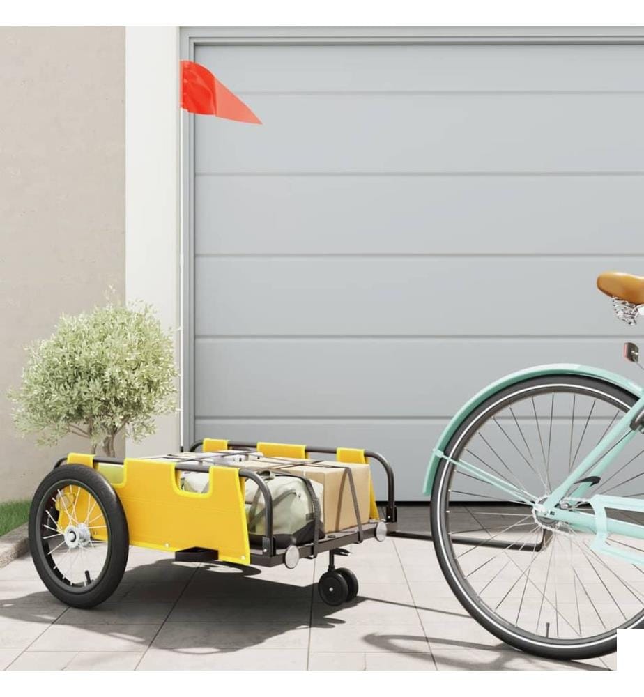 Remorque de vélo jaune tissu oxford et fer
