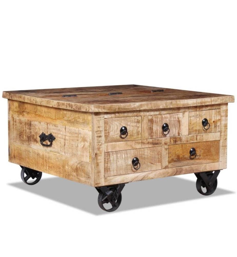 Table basse Bois de manguier brut 70 x 70 x 40 cm