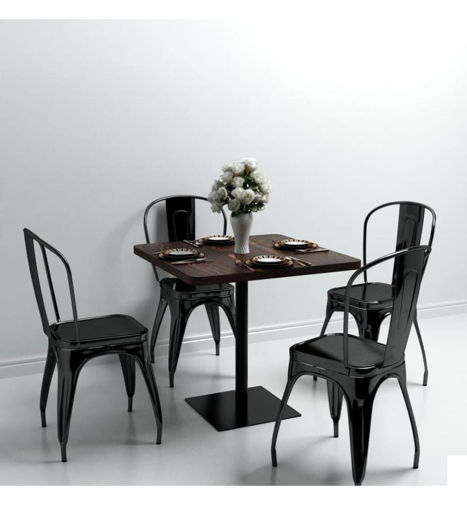 Table de bistro MDF et acier Carré 80 x 80 x 75 cm Frêne foncé