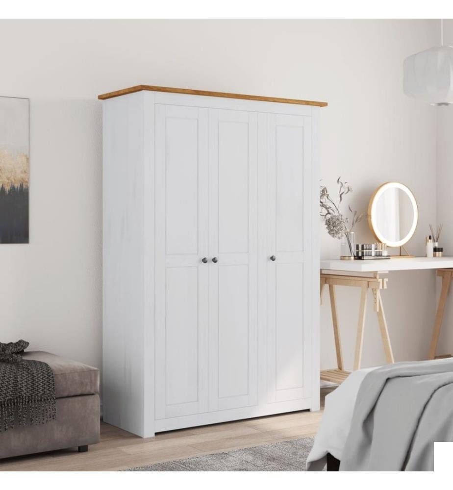 Garde-robe 3 portes Blanc 118x50x171,5cm Pin Assortiment Panama