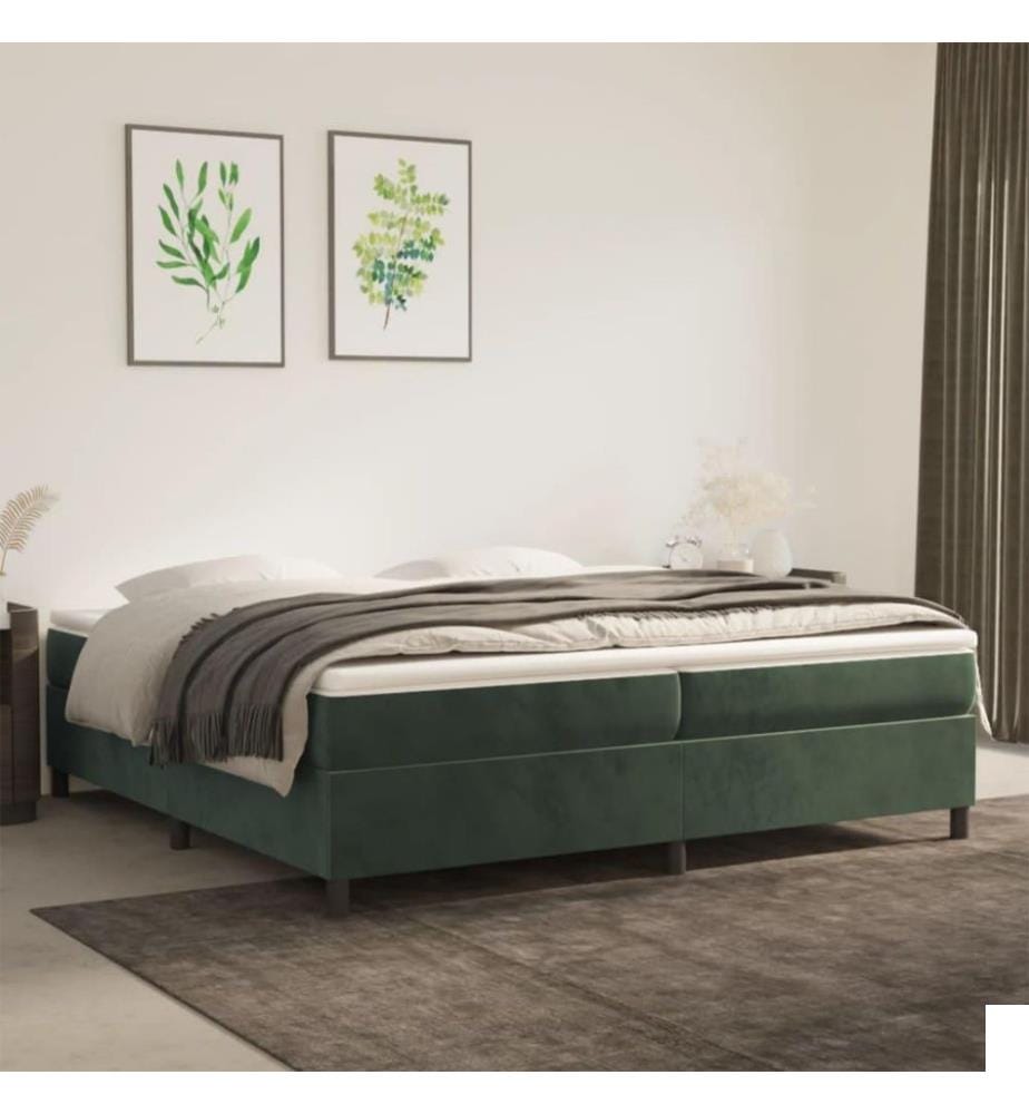 Lit à sommier tapissier et matelas Vert foncé 200x200cm Velours