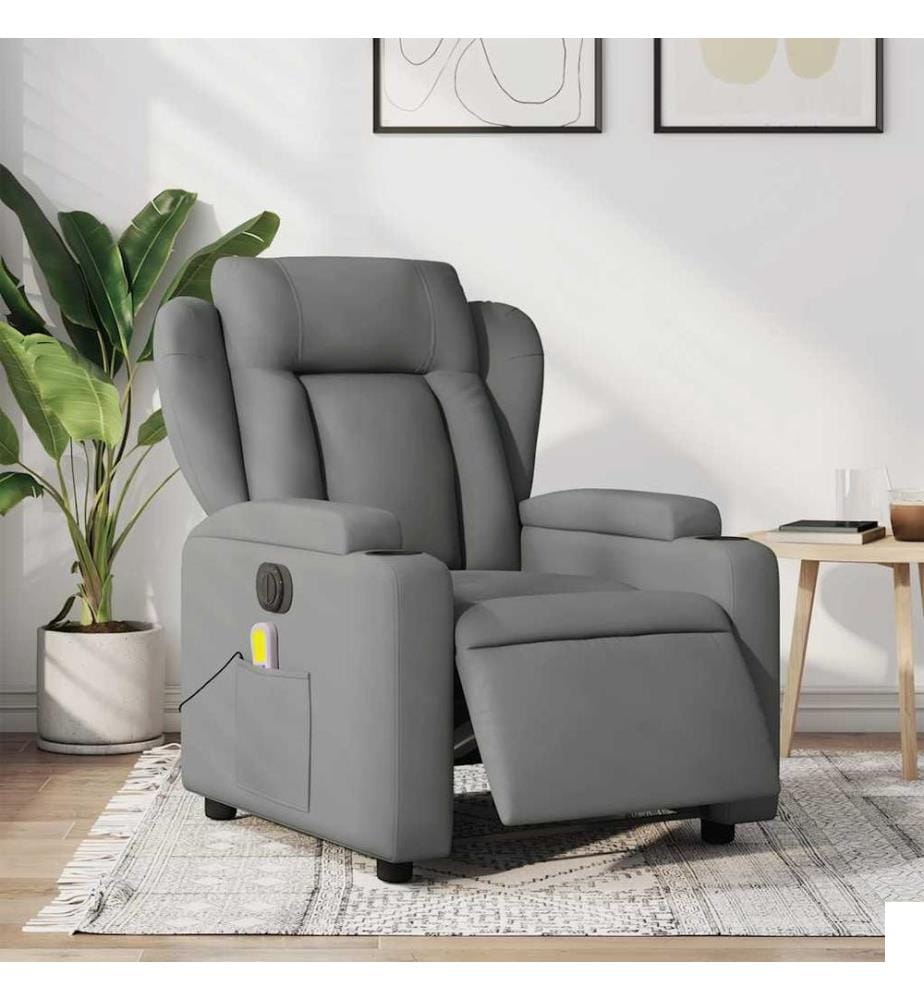 Fauteuil inclinable de massage électrique gris foncé tissu