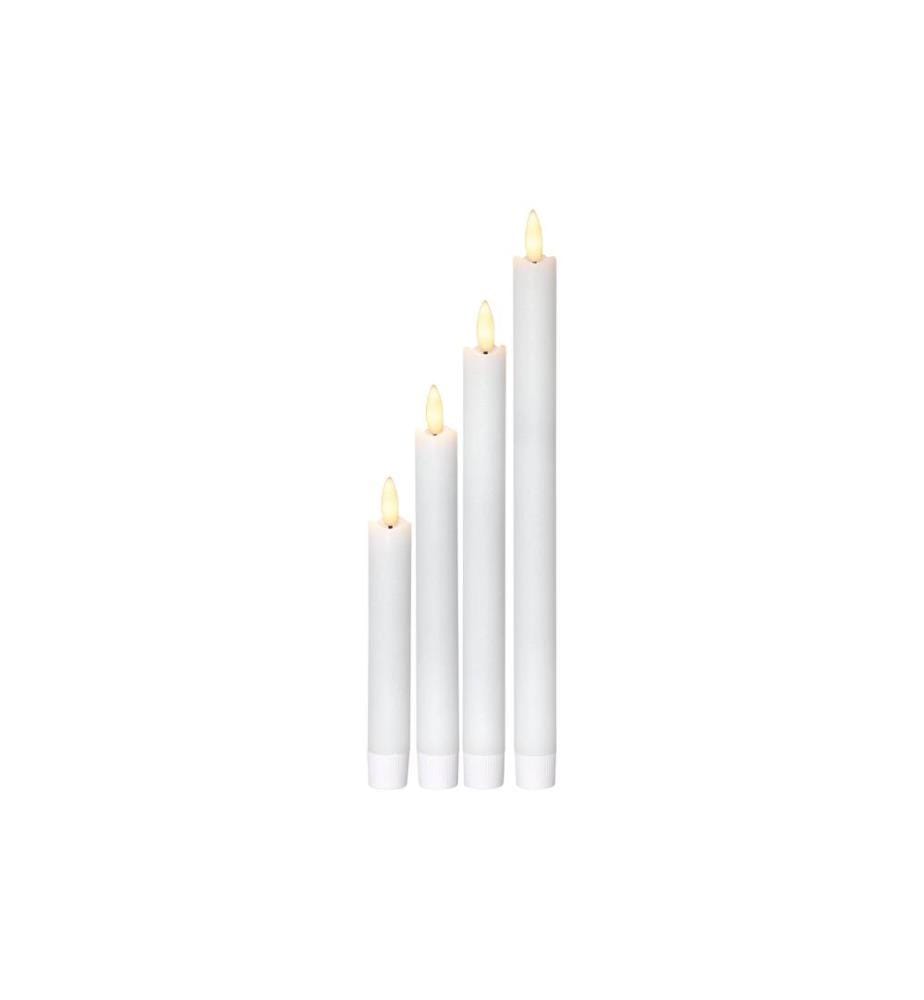 STAR TRADING - Set de bougies LED sur tige Dîner Flamme Ø 2.1x28.5 cm, Blanc, 4 pcs