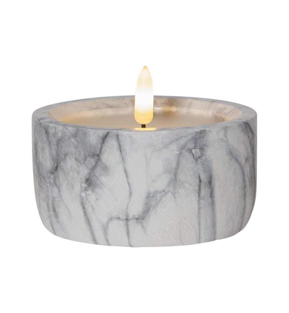 STAR TRADING - Bougie LED Pilier Flamme Marbre Ø 10 x 7.5 cm, Gris