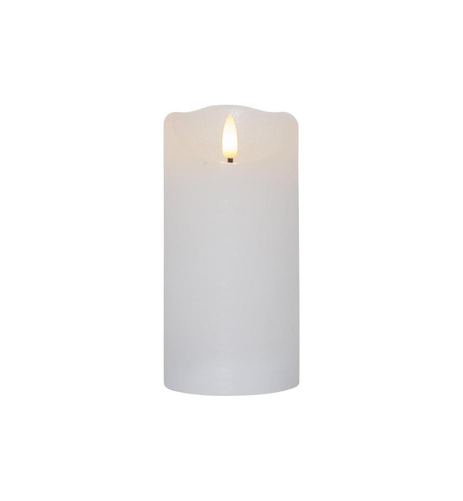 STAR TRADING - Bougie LED Flamme Rustic, Ø 7.5 x 15 cm, Blanc