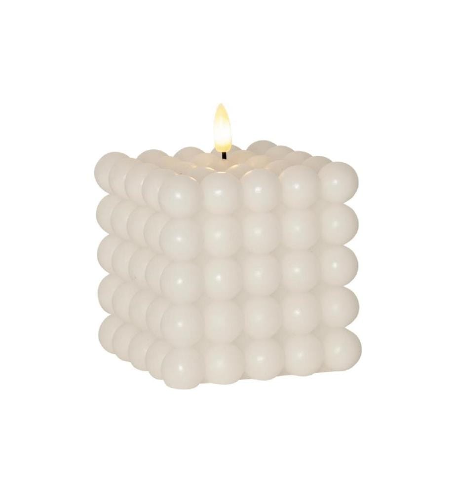 STAR TRADING - Bougie LED Pillar Flamme Dot, 10 x 12.5 cm, blanc