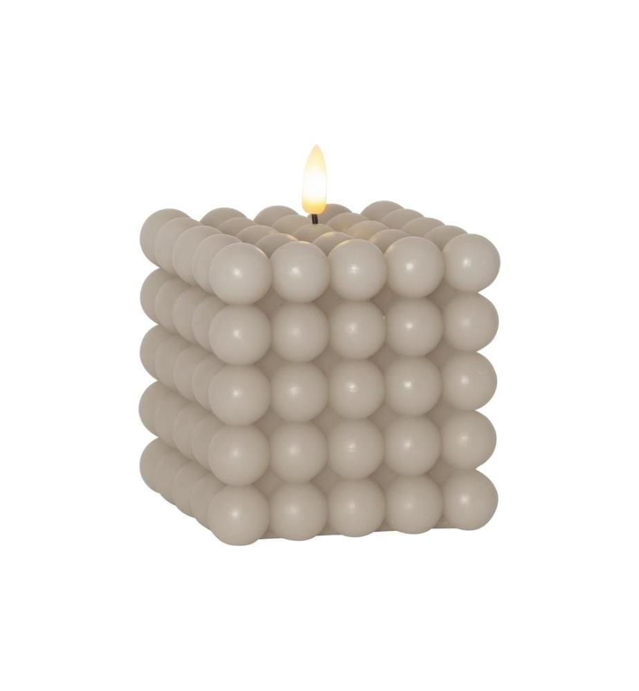 STAR TRADING - Bougie LED Pillar Flamme Dot, 10 x 12.5 cm, beige