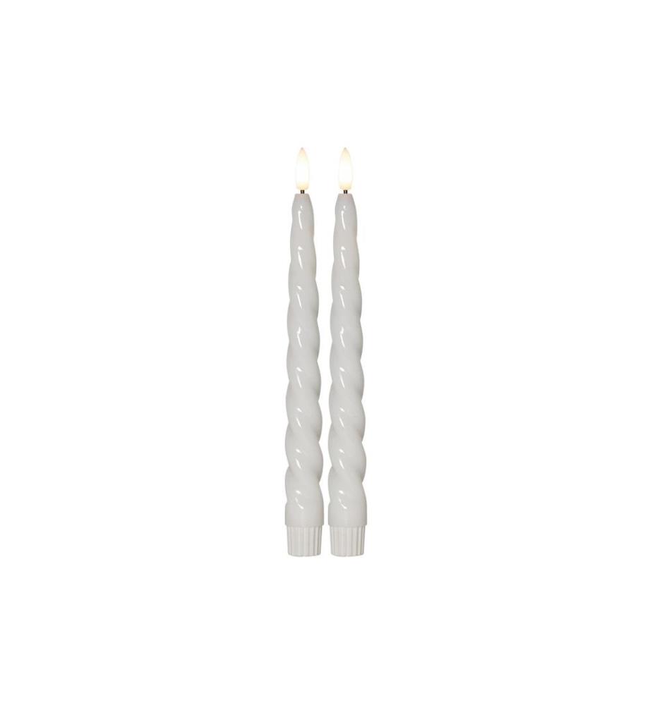 STAR TRADING - Set de bougies LED sur tige Flamme Shine, 24.5 cm, blanc
