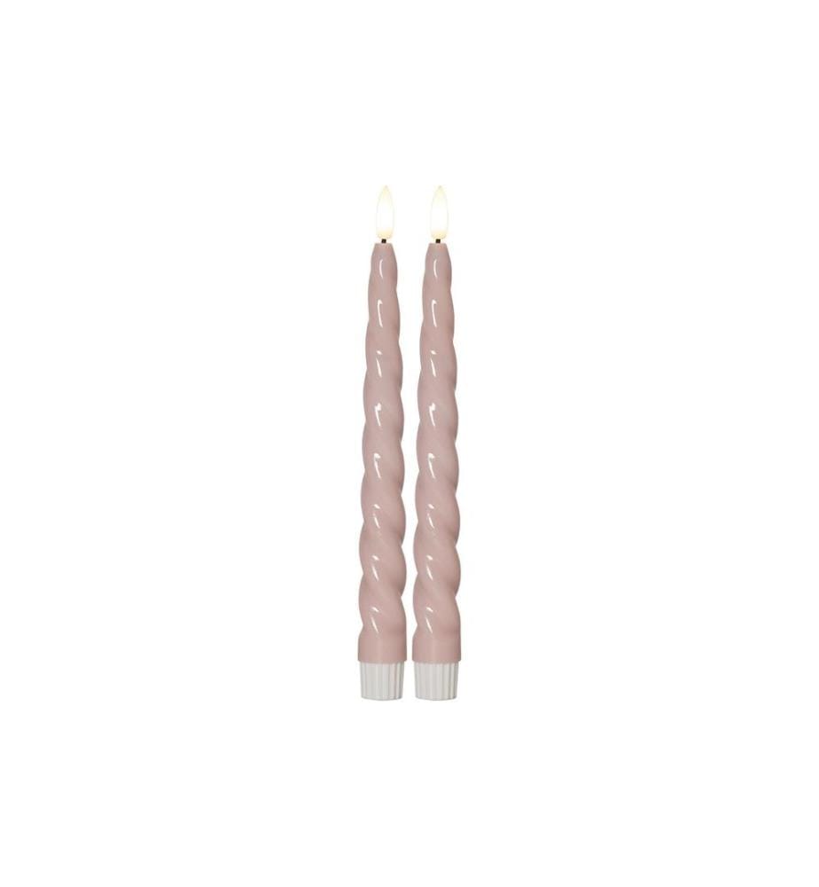 STAR TRADING - Set de bougies LED sur tige Flamme Shine, 24.5 cm, rose