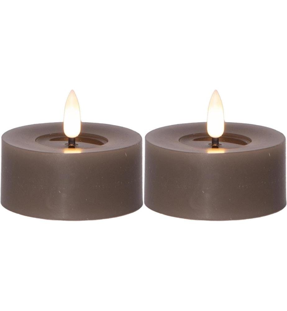 STAR TRADING - Set de bougies à chauffe-plat LED Flamme Flow 2 Pack, Marron