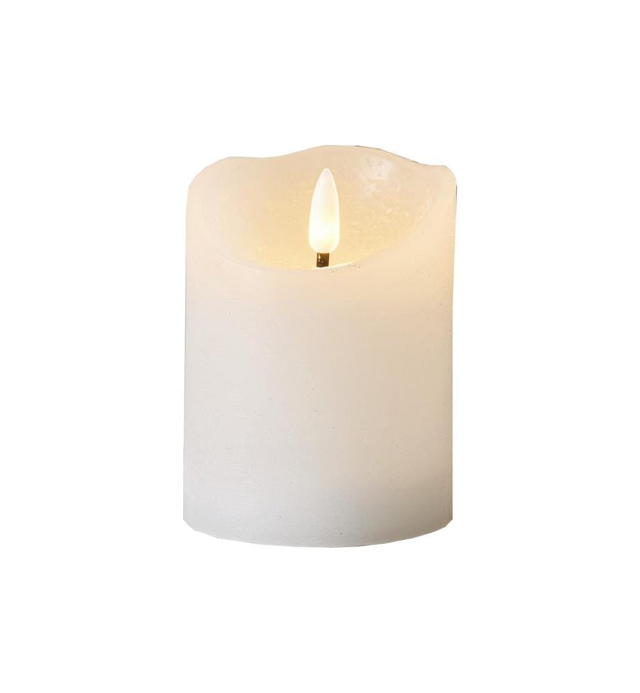 STAR TRADING - Bougie LED Flamme Rustic, Ø 7.5 x 10 cm, Blanc