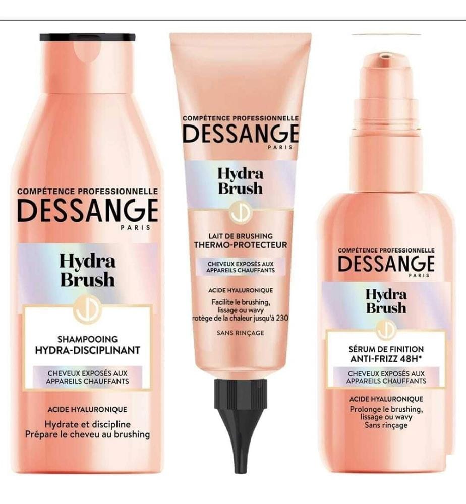 Lot de 6 Coffrets Soin Thermo-Protecteur Shampooings Hydra-Disciplinants 250 ml Sérums Anti-Frizz 48H 100 ml Laits de Brushing Thermo-Protecteurs 125 ml