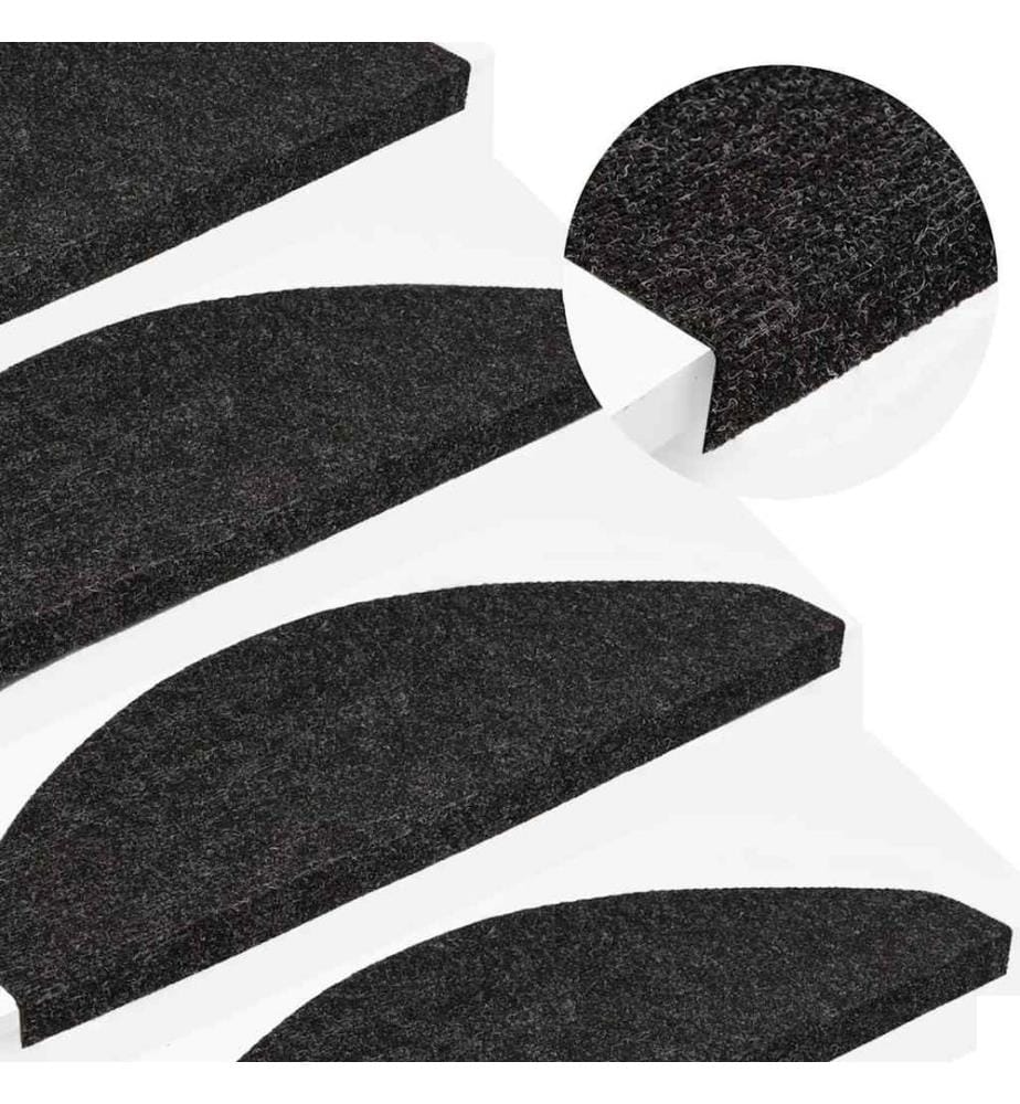 Tapis d'escalier autocollants 15 pcs 65x22,5x3,5 cm Anthracite