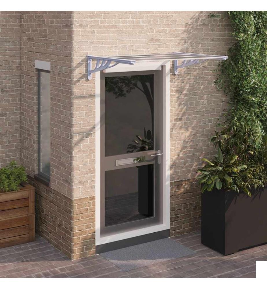 Auvent de porte Gris et transparent 122x90 cm Polycarbonate