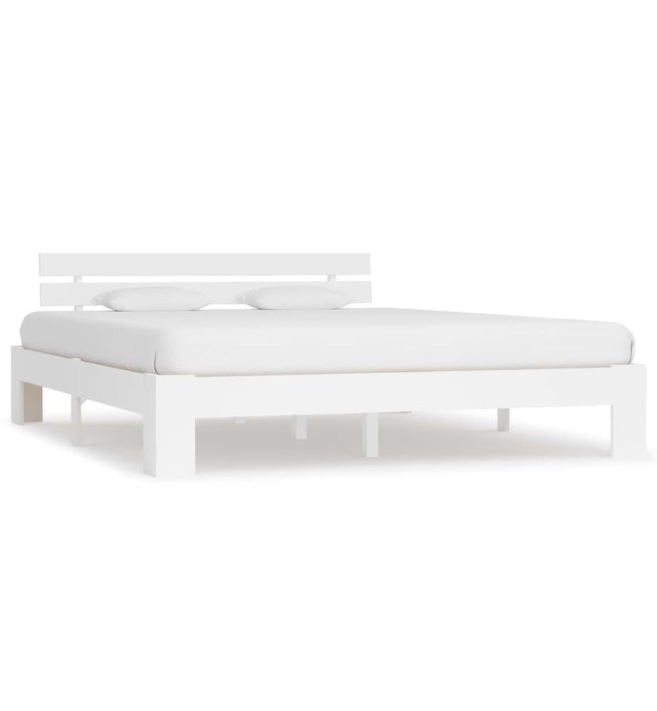 Cadre de lit sans matelas blanc 160x200 cm bois de pin massif