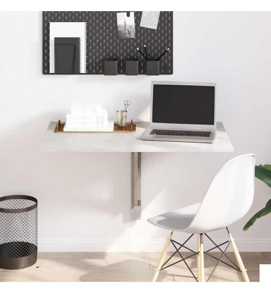Table murale pliable Gris béton 100x60x56 cm Bois d'ingénierie