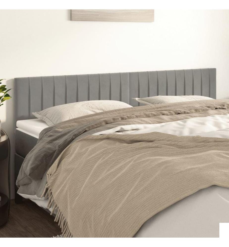 Têtes de lit 2 pcs Gris clair 100x5x78/88 cm Velours