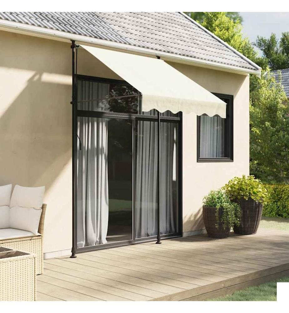 Auvent rétractable crème 150x150 m tissu et acier