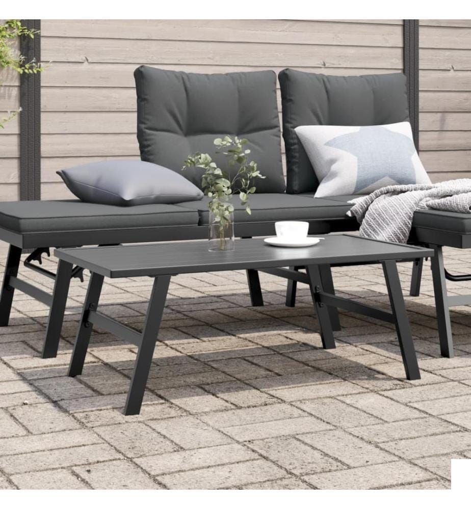 Table basse de jardin noir 90x45x35 cm acier enduit de poudre