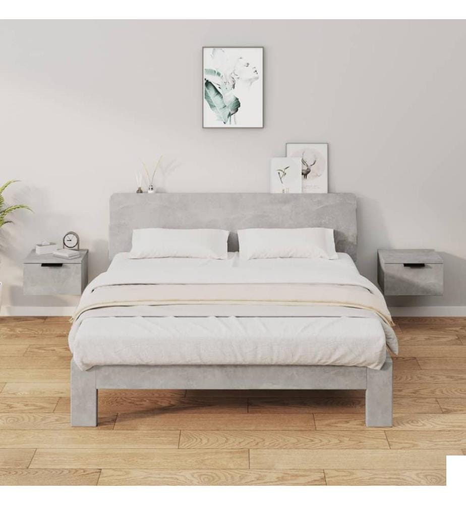 Tables de chevet murales 2 pcs Gris béton 34x30x20 cm
