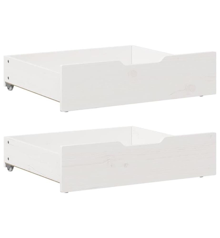 Tiroirs sous le lit 2 pcs blanc 65x55x17 cm bois de pin massif