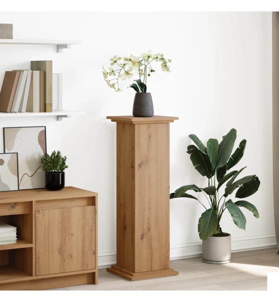 Piédestal avec rangement chêne artisanal bois d'ingénierie