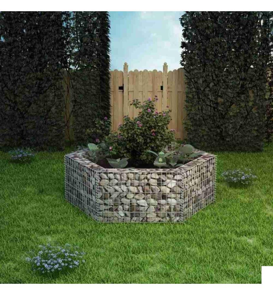 Lit surélevé à gabion hexagonale 160x140x50 cm